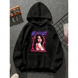 Comvicho Airbrush V1 Baskılı Kapşonlu Siyah Sweatshirt - XL