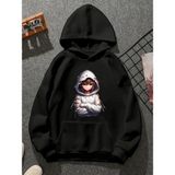 Comvicho ANIME3D Baskılı Kapşonlu Siyah Sweatshirt