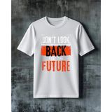 Comvicho Back Future Retro Poster Baskılı Oversize Tişört - Beyaz