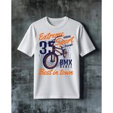 Comvicho Extreme Sport Bmx Rebel Baskılı Oversize Tişört - Beyaz