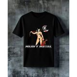 Comvicho Heavy Metal Savas Kadini Baskılı Oversize Tişört - Siyah