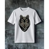Comvicho Kurt Sari Goz Baskılı Oversize Tişört - Beyaz