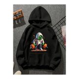 COMVİCHO mınecraft3d Baskılı Kapşonlu Siyah Sweatshirt
