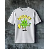 Comvicho Weed Is Cannabis Baskılı Oversize Tişört - Beyaz