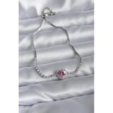 C&On Design Gümüş Asansörlü Charm Bileklik - Pembe Kalpli Bileklik - Takı & Mücevher Zirkon Taşlı Sevgili Hediye