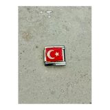 C&On Design Türk Bayrağı Figürlü Çelik Charm I İtalyan Bileklik Çelik Charm I Çelik Bileklik Charmları