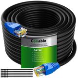 Conable Cat5e Dış Mekan Ethernet Kablosu 100 Ayak, Cat 5e Ağır Hizmet İnternet Ağı LAN Kablosu, Cat 6'dan Daha Esnek, Su Geçirmez, PVC ve LLDPE UV Çift Ceketler Duvar, Doğrudan Gömme, Yönlendirici, POE, İç
