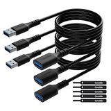 Conable USB 3.0 Uzatma Kablosu 4 Ayaklar (3 Paket), USB A Erkekten Dişi Kabloya (Seçim için 2 ft ila 100 ft arası), Yazıcı, Klavye, Fare, Flash Sürücü, Sabit Sürücü-4FT/3PK için 5Gbps Veri Aktarımı