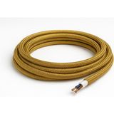 Conana Dekoratif Kumaş Aydınlatma Elektrik Kablosu (2*0,50 TTR) (Simli Gold) 1 Metre - Altın