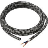 Conana Dekoratif Kumaş Aydınlatma Elektrik Kablosu (2*0,50 TTR) (Siyah Beyaz Zigzag) 1 Metre - Renkli