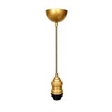 CONANA Dekoratif Sarkıt Avize Başlığı Takılabilir E27 Duy 70cm Metal Zigzag Kumaş Örgü Kablo Gold B01