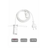 CONANA E14 Duylu 2 Metre Arapuarlı, Tuz Lambası Duyu Yaylı (2X0,50) (Beyaz) 65W