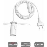 Conana E14 Duylu 4 Metre Arapuarlı, Tuz Lambası Duyu Yaylı (2x0,50) (Beyaz) 65W