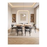 Concept Ayz Home Bella Serisi 6 Kişilik A.Gri Kumaş 80*130 Traverten Masa Sandalye Seti (Modern Seri)Siyah İskelet
