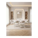 Concept Ayz Home Bella Serisi 6 Kişilik Beyaz Kumaş 80*130 Beyaz Açılır Masa Sandalye Seti (Modern Seri)Beyaz İskelet