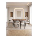 Concept Ayz Home Bella Serisi 6 Kişilik Krem Kumaş 80*130 Çam Masa Sandalye Seti (Modern Seri)Siyah İskelet