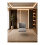 Concept Ayz Home Lara 6 Kişilik Krom Sandalye Krem-A.Gri Kumaş Yemek Odası Sandalye Seti– Modern Luxury