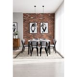 Concept Ayz Home Valoria Serisi 6 Kişilik 80x130 cm Beyaz MDF A.Gri Kumaş Siyah İskelet Yemek ve Mutfak Masası Takımı