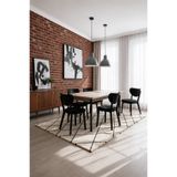 Concept Ayz Home Valoria Serisi 6 Kişilik 80x130 cm Traverten MDF Siyah Kumaş Siyah İskelet Yemek ve Mutfak Masası Takımı
