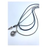 Concept HuBuTU Minimal Bohem Tarz Suni Deri Zamak Ve Gümüş Kaplama Spiral Ruh Figürlü Erkek Ip Kolye Seti ( 3 Adet)