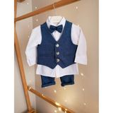 Concept Kids Papyonlu Yelekli Lacivert 4'lü Erkek Bebek Takım Özel Gün Kıyafeti Düğün Bebek Hediyesi - 9 - 12 Ay - 00 Lacivert