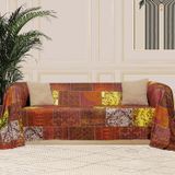 Concept Softmicro Koltuk Örtüsü | Çekyat Örtüsü | Koltuk Şalı | Etnik Desenli Boho Patchwork Kaymaz | Kiremit 180X220 Cm