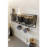 Concepthome Metal Mutfak Rafi Siyah Bardaklik Mutfak Duzenleyici