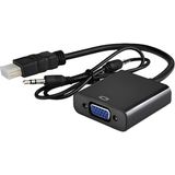 Concord C-554 HDMI To VGA + Aux Dönüştürücü Kablosu Siyah Esnek Yapı ile Yüksek Uyum
