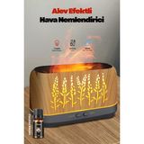 Concord Hava Nemlendirici Alev Efektli Gece Lambası Koku Dağıtıcı Relax Aromaterapi Difüzör - Kahverengi