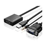 Concord Htv VGA HDMI Aktif Dönüştürücü VGA To HDMI Kablolu VGA Erkek HDMI Dişi VGA In HDMI Out Converter - Siyah