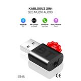 Concord USB 2IN1 Bluetooth Kiti 3.5 mm Aux Receiver RX/TX Transmitter Kablosuz Ses Alıcı Verici Tak Çalıştır