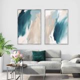 Concordance İkili Set Yağlı Boya Dokulu Tablo 60X90 Siyah Çerçeveli