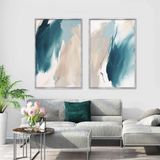 Concordance İkili Set Yağlı Boya Dokulu Tablo 90X120 Gümüş Çerçeveli