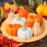 Conelist 8 Adet Sonbahar Kabak Şekilli Mumlar El Yapımı Soya Balmumu Şükran Günü Mumları Adak Kokulu Beyaz Turuncu Kabak Tealight Mumlar Sonbahar Ev Masa Yatak Odası Banyo Süslemeleri Parti