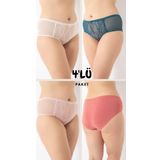 Confeo Kadın Büyük Beden Dantelli 4'Lü Paket Külot Asorti-2 C4T0N5O408 Yeşil-Pembe 4 Xl