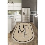Confidence Home Dijital Baskı Yıkanabilir Kaymaz Taban Leke Tutmaz Bej Oval Mutfak Halısı Salon Halısı Ve Yolluk