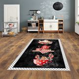 Confidence Home Dijital Baskı Yıkanabilir Kaymaz Taban Mutfak Halısı - 100 x 200 cm - Siyah