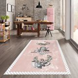 Confidence Home Dijital Baskı Yıkanabilir Kaymaz Taban Mutfak Halısı - 100 x 250 cm - Pudra
