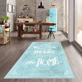 Confidence Home Dijital Baskı Yıkanabilir Kaymaz Taban Mutfak Halısı - 100 x 250 cm - Turkuaz