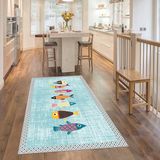 Confidence Home Dijital Baskı Yıkanabilir Kaymaz Taban Mutfak Halısı - 180 x 280 cm - Turkuaz