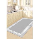 Confidence Home Makinede Yıkanabilir Kaymaz Taban Leke Tutmaz Gri Çizgili Salon Halısı Mutfak Halısı ve Yolluk