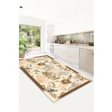 Confidence Home Makinede Yıkanabilir Kaymaz Taban Leke Tutmaz Modern Bej Mutfak Halısı Ve Balkon Halısı