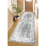 Confidence Home Makinede Yıkanabilir Kaymaz Taban Leke Tutmaz Modernkesme Yolluk Mutfak Yolluk Halı Yolluk - 100 x 160 cm - Gri