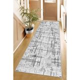 Confidence Home Makinede Yıkanabilir Kaymaz Taban Leke Tutmaz Modernkesme Yolluk Mutfak Yolluk Halı Yolluk - 80 x 400 cm - Gri