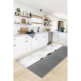 Confidence Home Yıkanabilir Kaymaz Leke Tutmaz Salon Halısı Mutfak Halısı Koridor Halısı Yolluk ve Paspas - 60 x 300 cm - Gri