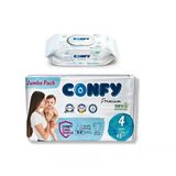 Confy Premium Konfor Seti : 4 Numara Bebek Bezi 48 Adet ve Sensitive ıslak mendil 120 Adet