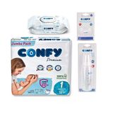 Confy Premium Yenidoğan Seti (1 Numara Bebek Bezi, Islak Mendil,Emzik, Biberon)
