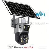 Conio 6mp Wifi Solar Çift Lens Ptz Kamera: 360° Dönebilen Panoramik, 7/24 Kayıt, Hareket Sensörlü Sesli ve Işıklı Alarm (Kırmızı+Mavi), Gece Görüş, Suya Dayanıklı - Gümüş