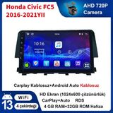 Conio Honda Civic Fc5 2016-2021YIL Yıl)4gb Ram 32GB Rom Android Multimedya Sürüm 13 Kablosuz Carplay Navigasyon 9 Inç Ekran
