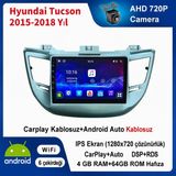 Conio Hyundai Tucson 2015-2018 Yıl uyumlu 4GB Ram 64GB Rom Hafıza Android Kablosuz Carplay Navigasyon Multimedya 9 Inç Ekran Hediye görüş kamerası Hediye Çerçevesi - Gri